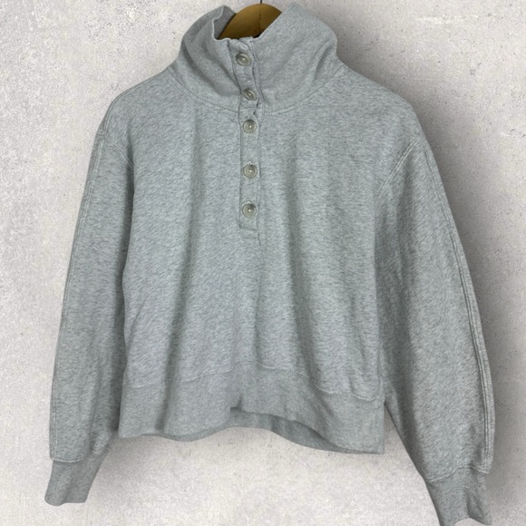 Abercrombie Soft Collection Drama Wedgey Henley Cropped 90s Sweatshirt Sz Medium - Picture 13 of 15